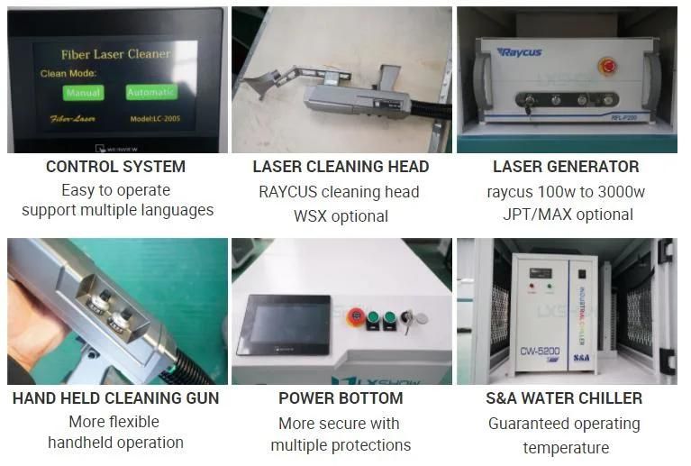 High Tech 50W 100W 200W 500W 1000W 2kw Laser Rust Removal Cleaning Machine