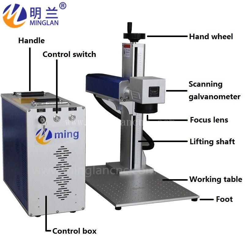 2022 Hot Sell Metal Engraving Machine Fiber Laser Marking Machine with Rotary 30W or 50W Raycus