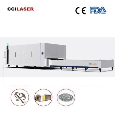 Cci Laser-Full Cover Enclosed Aluminum Plates Metal Fiber Laser Cutting Machine for Steel Sheets CNC Engraving Equipment with Exchange Table