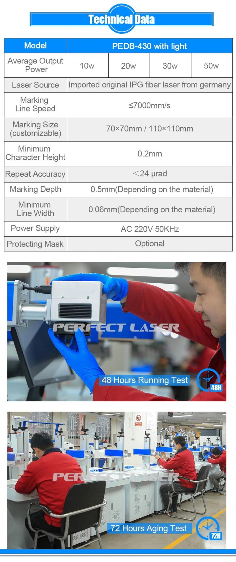 Metal Laser Date Number Printing Marking Machine with LED Light
