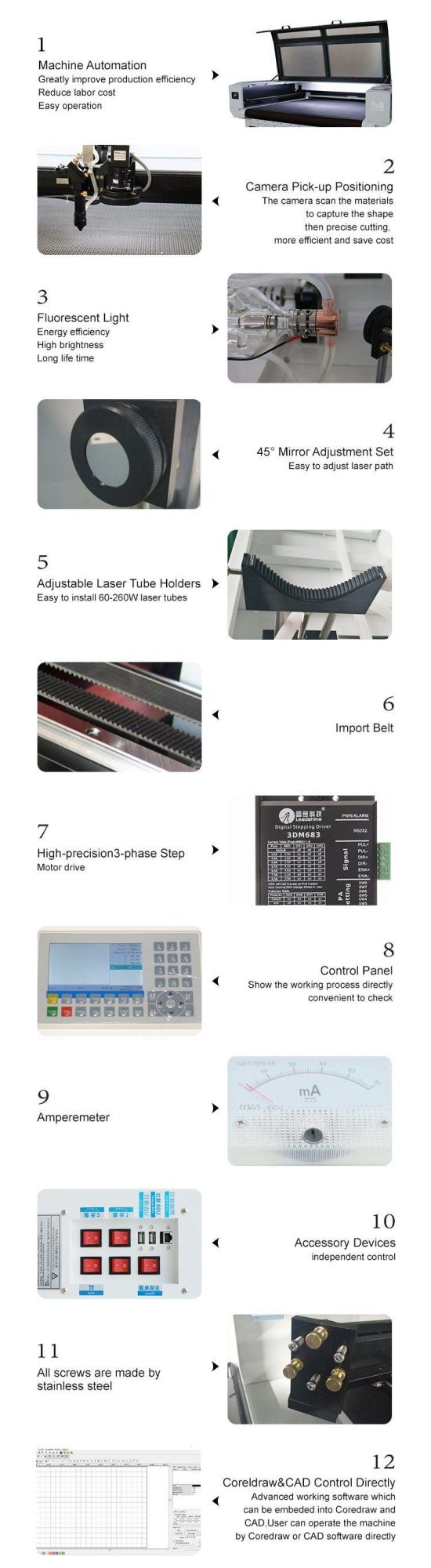 Industrial Machinery Lihua Ccd Label Die Fabric Textile Laser Engraving And Cutting Machine