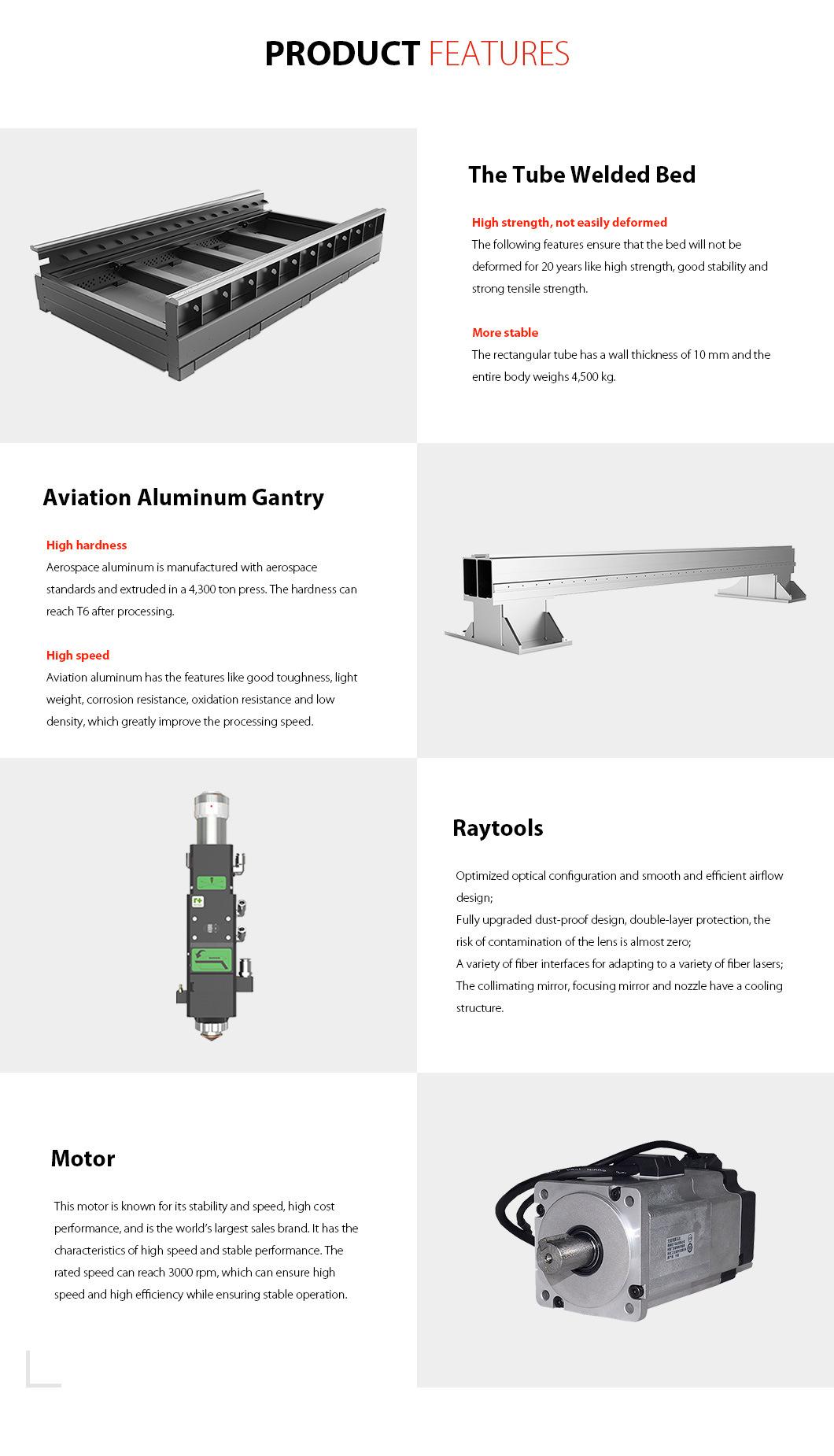 2000W Cw Fiber Laser Metal Cutting Machine Mild Steel Tube Laser Cutter 6m Tube Machine Factory Price