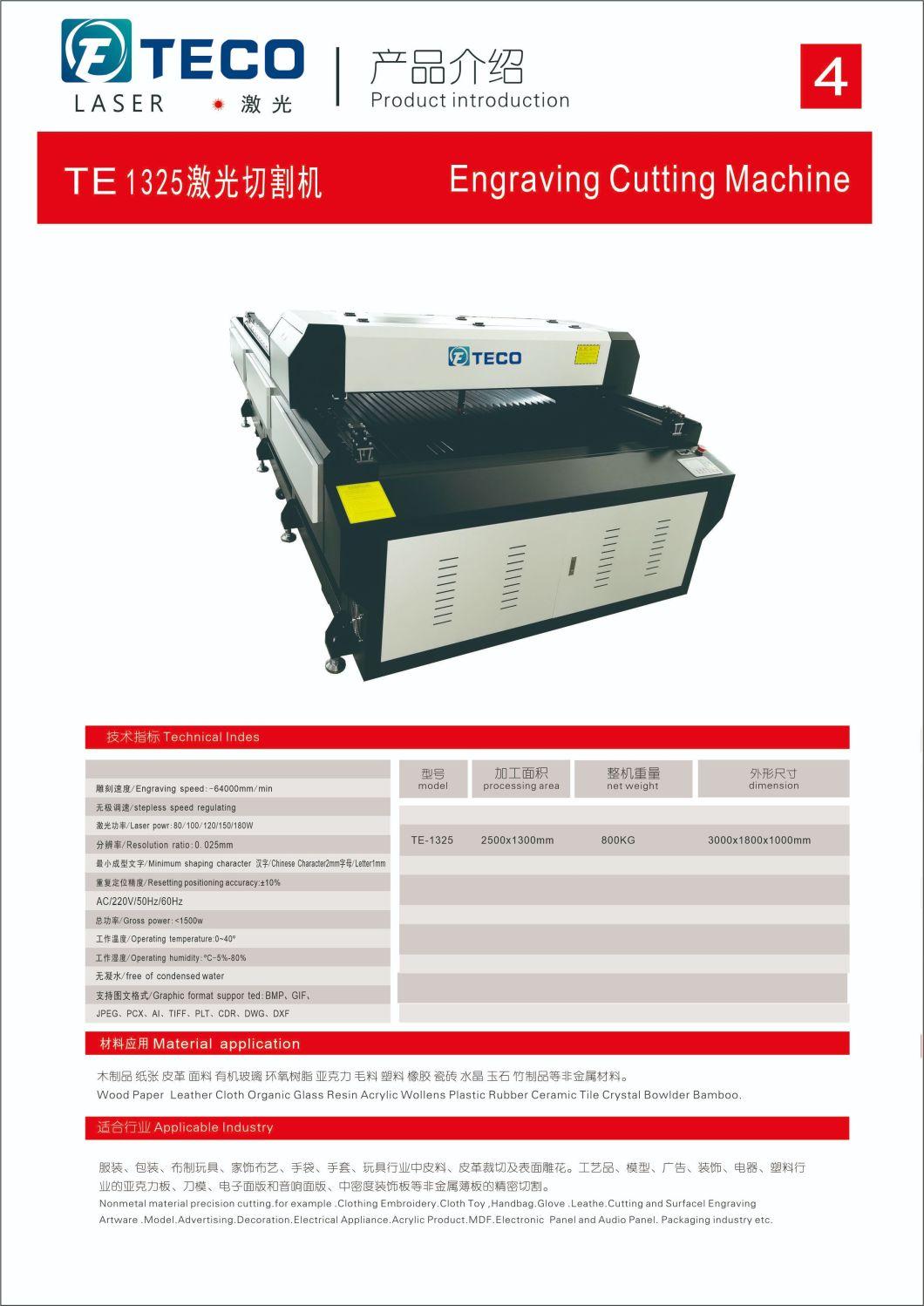 1325 80W CO2 Laser Cutter with High Speed for Rubber Cloth Paper Fabric Glass Acrylic MDF ABS Sheet Cutting