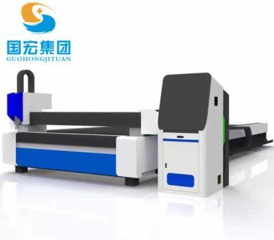Industry CNC Laser Cutting Machine with Full Enclosde Cabinet and Exchange Tables for Metal Sheets Processing