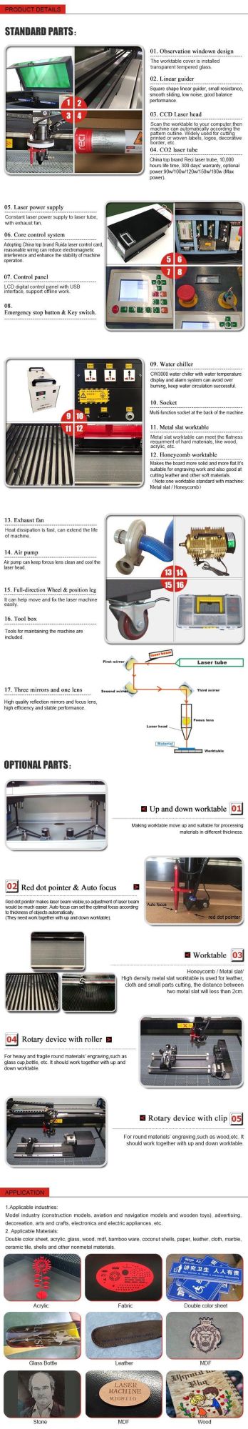 China Product CNC CO2 Laser Engraving Cutting Machine