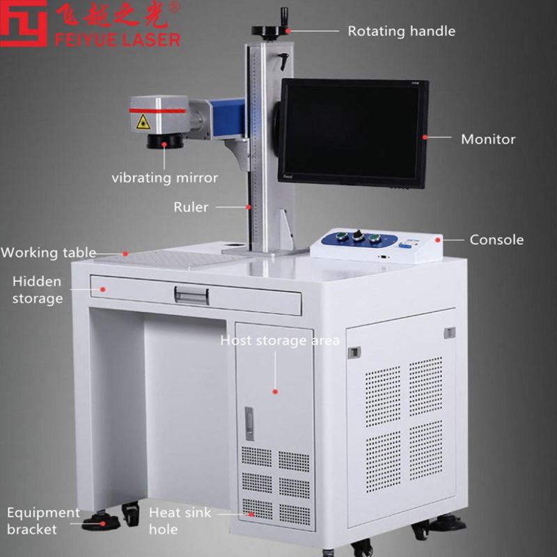 Fy-3000b Feiyue Laser 20W Automatic Metal Fiber Laser Marking Machine 30W Label Nameplate Mobile Phone Case Ignition Cabinet Type Coding Laser Etching Machine