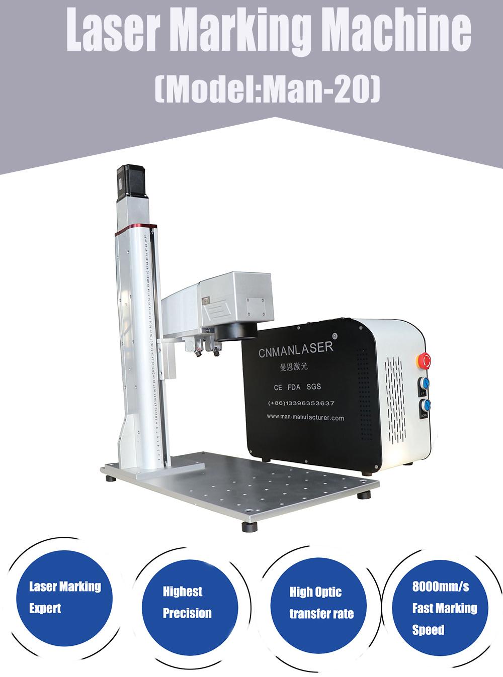 20W Fast Shipping Optical Portable Fiber Metal Laser Marking Machine for Metal Steel Logo Printing