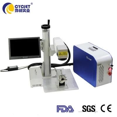 Fiber Laser Marking Machine with Rotary System on Craftwork Box
