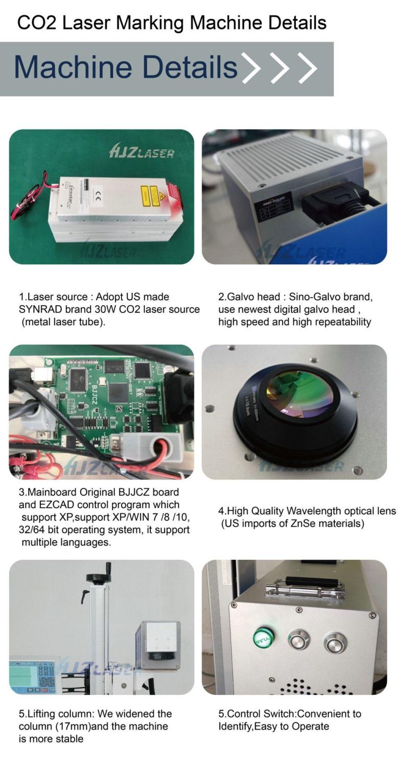 30W/50W CO2 Flying Laser Marking/Printing/Engraving/Cutting Machine for Wood/Food/Water Bottles/Paper/Carton Boxes