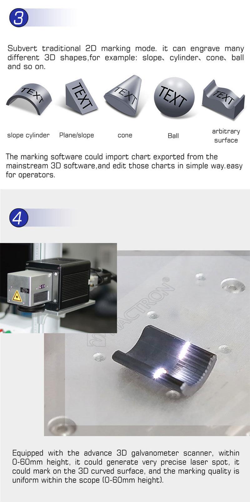 3D Jewelry Sliver or Gold Fiber Laser Marking Machine Laser Engraving Machine