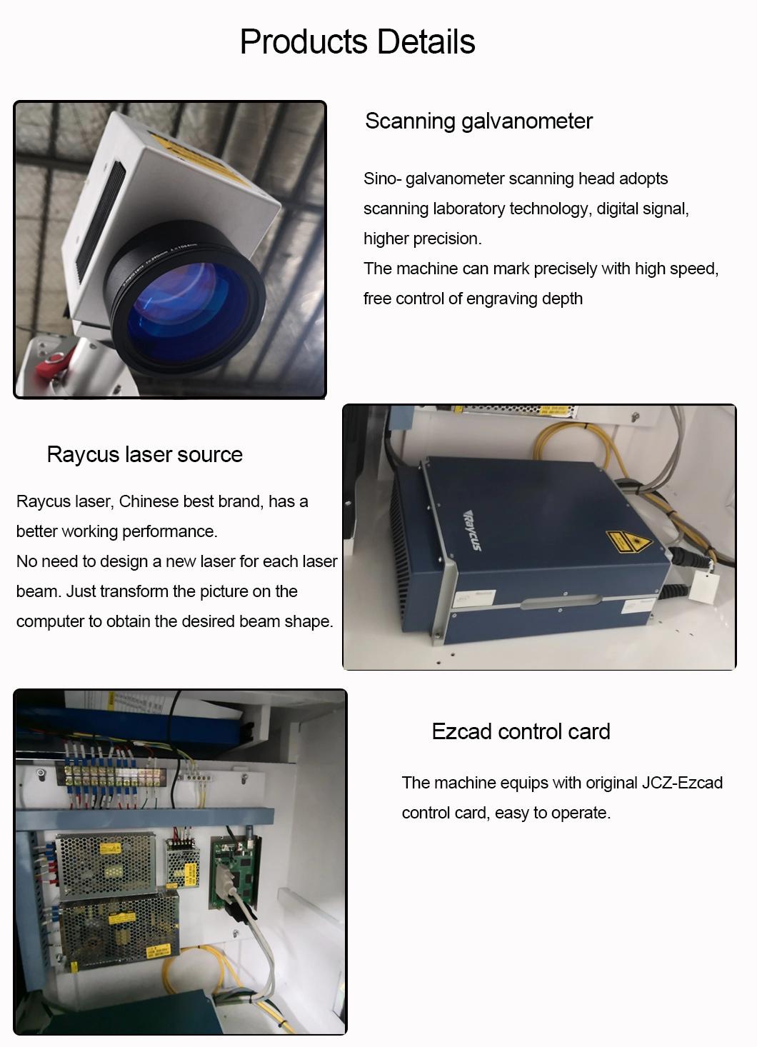 50W 30 Watt Raycus Color Metal Steel Mini Portable 3D Rotary CNC Marker Engraving Machinery Fiber Laser Marking Machine for Non Metal