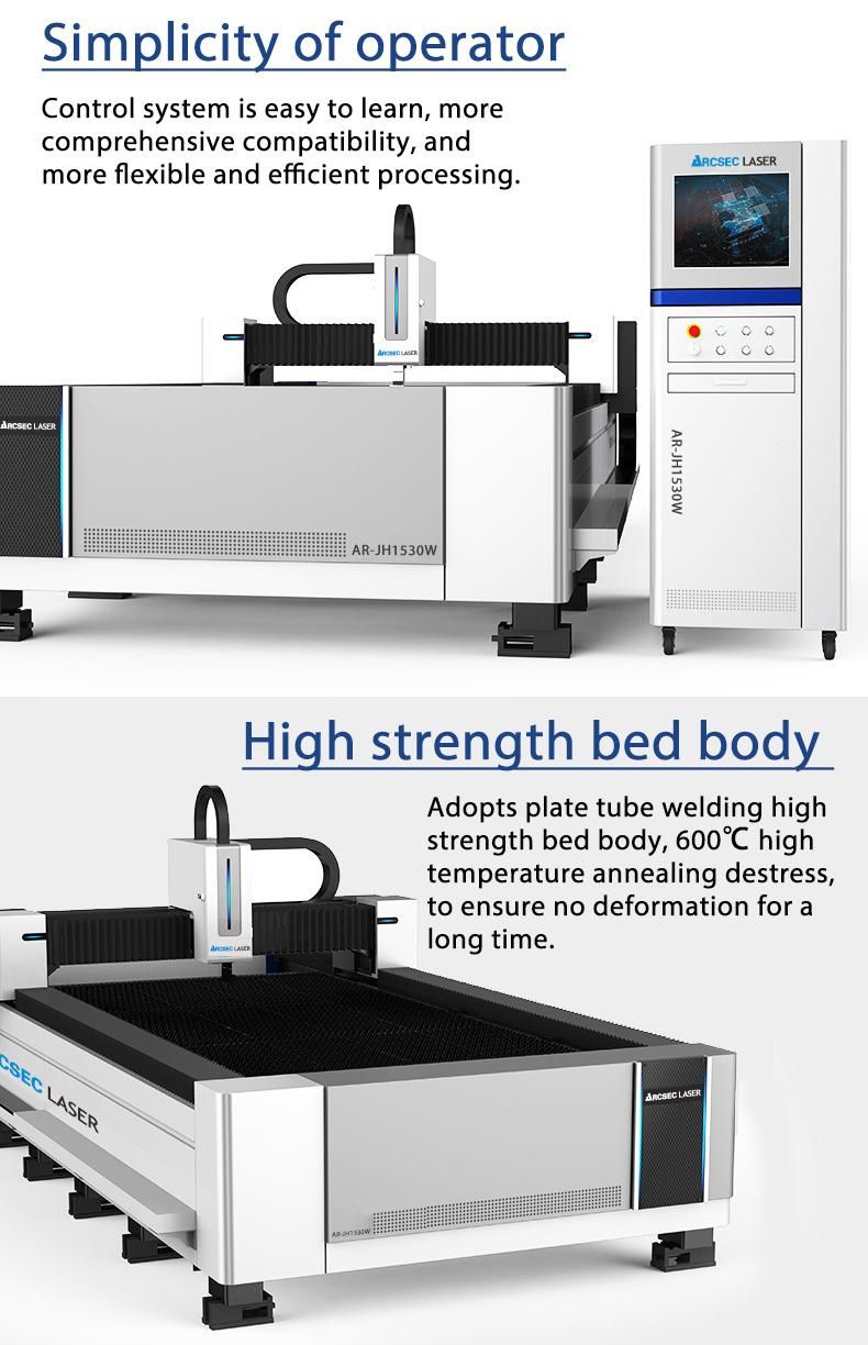 Metal Plate Round Square Tube Exchange Table Fiber Laser Cutting Machine for Steel Aluminum with Protective Cover 1500W