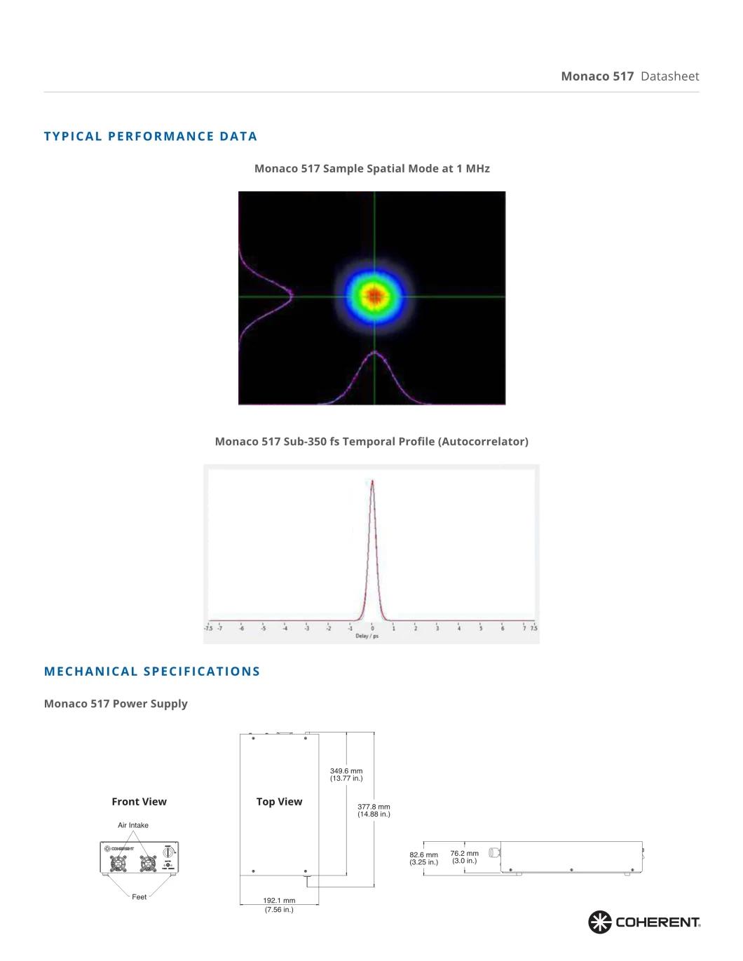 Used Coherent Ultrashort Pulse Lasers, Monaco 517-40-30 Advanced, High-Power Femtosecond Lasers