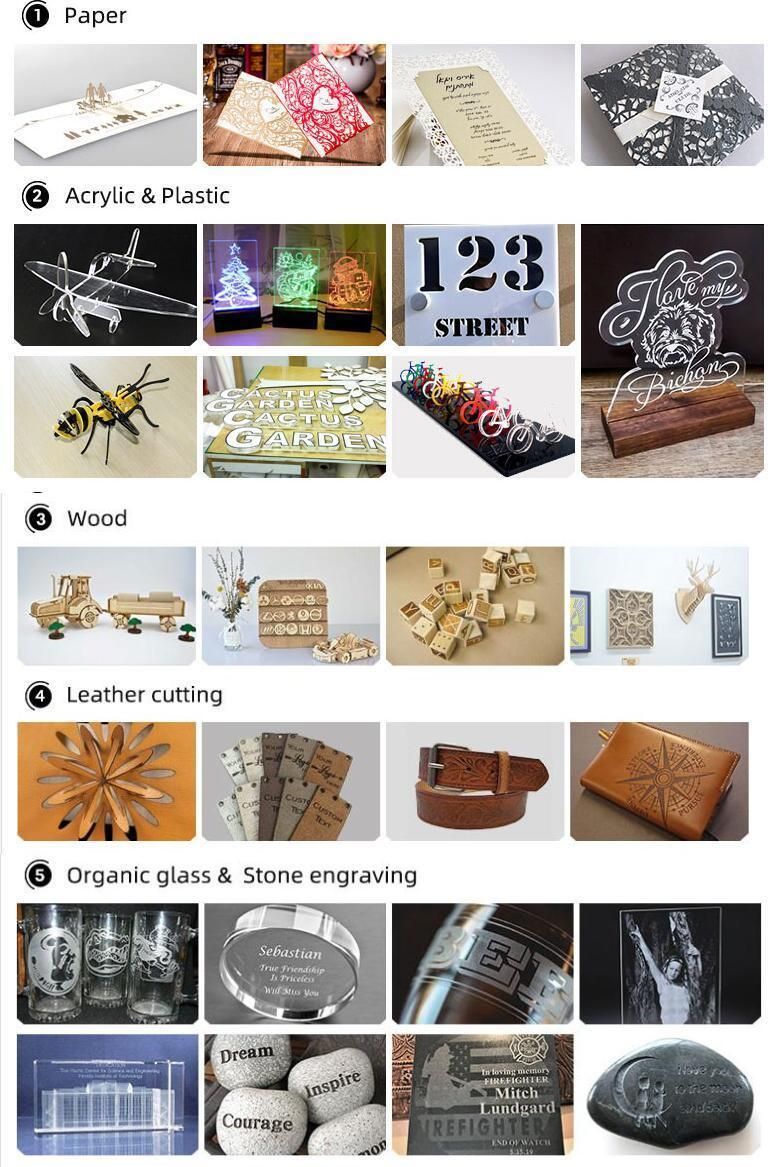 Crystal Rubber Fabric Granity Coates Metal Acrylic CO2 Laser Engraving Machine