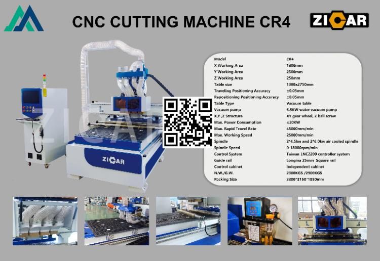 CNC Router 1325 Furniture Line Cutting Machine Zicar 1300 X 2500 For Kitchen Cabinets Wood Working Machinery