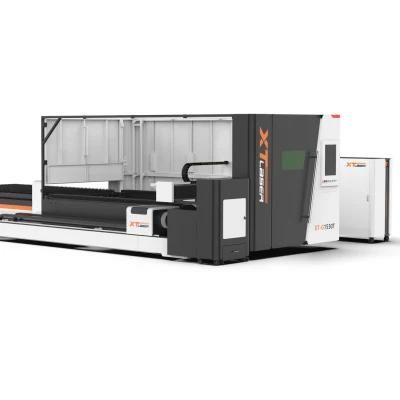 3015 Fiber Laser Metal Cutting Machine 2000W Raycus Laser Power Tube and Plate Laser Cutter with Safe Cover and Exchange Table