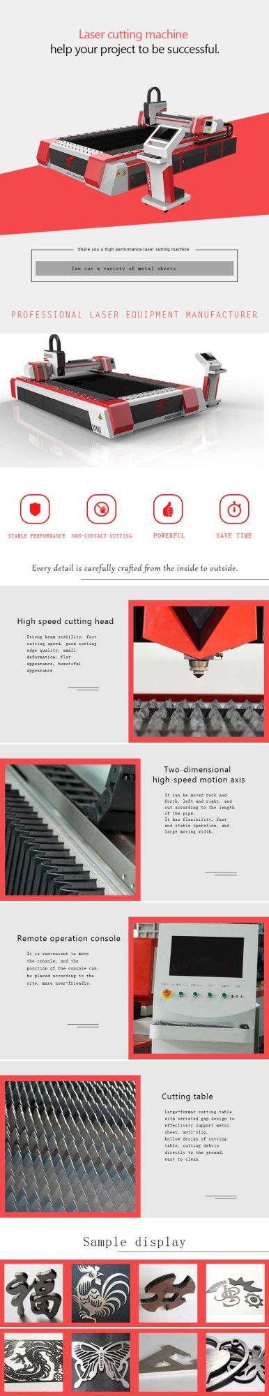 High Precise 1000 Fiber Laser Cutter for 12mm Mild Steel with Gas O2