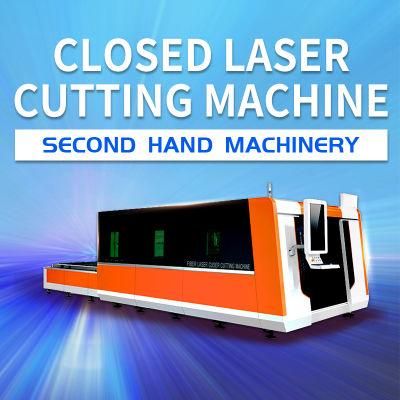 Old Laser Machine 6015 Model Closed Type Exchange Worktable CNC Fiber Laser Cutting Equipment 1500W 200W 3000W for Iron Stainless Steel