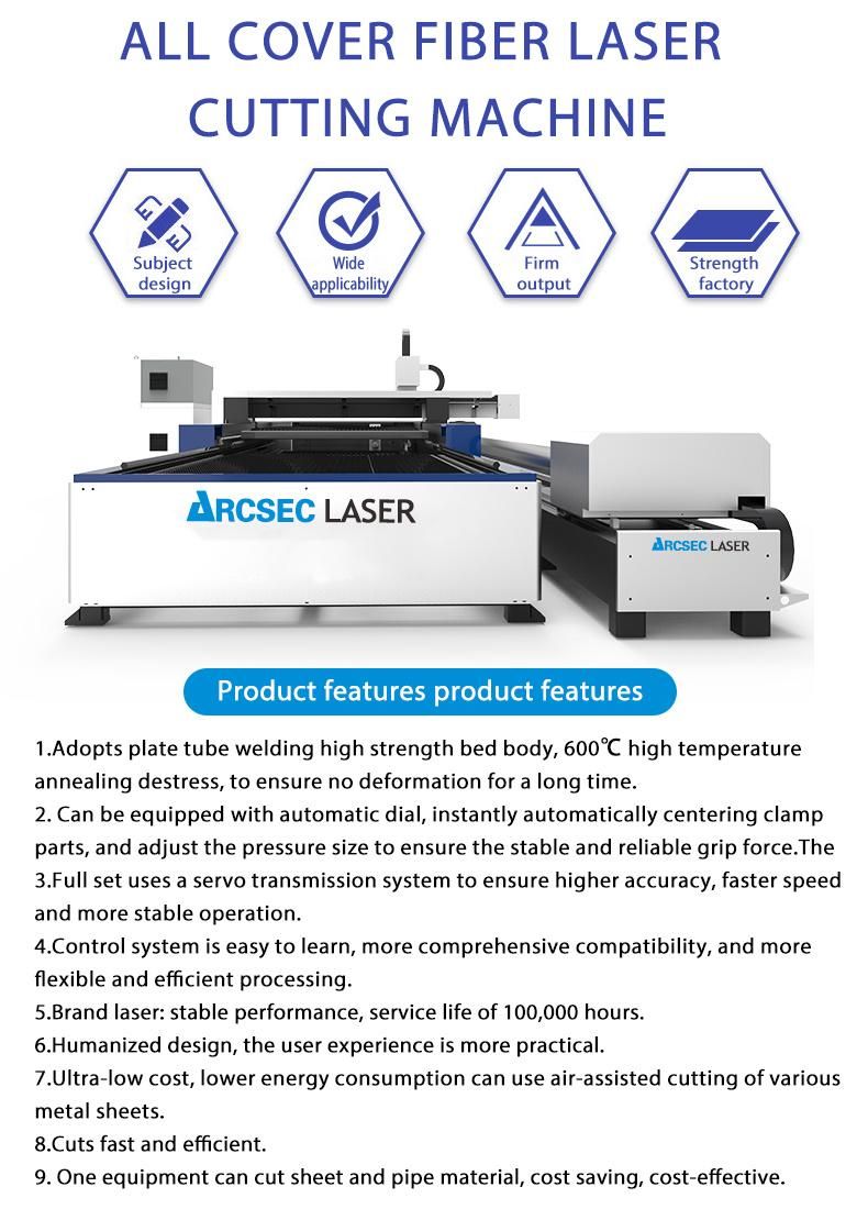 1500W 2000W 3000W Raycus Laser Source Tube Plate Metal Sheet CNC Fiber Laser Cutting Machine