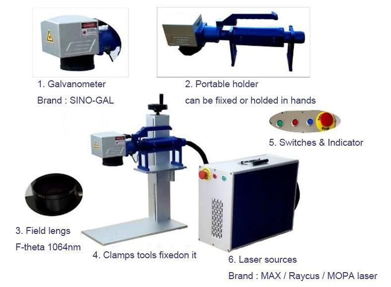 Handhold 50W Keyboard Fiber Laser Marking Machines with Rotary Table