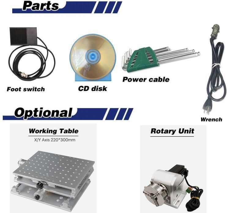 10W 20W Air Cooling Laser Marking Machine for Metal Nonmetal