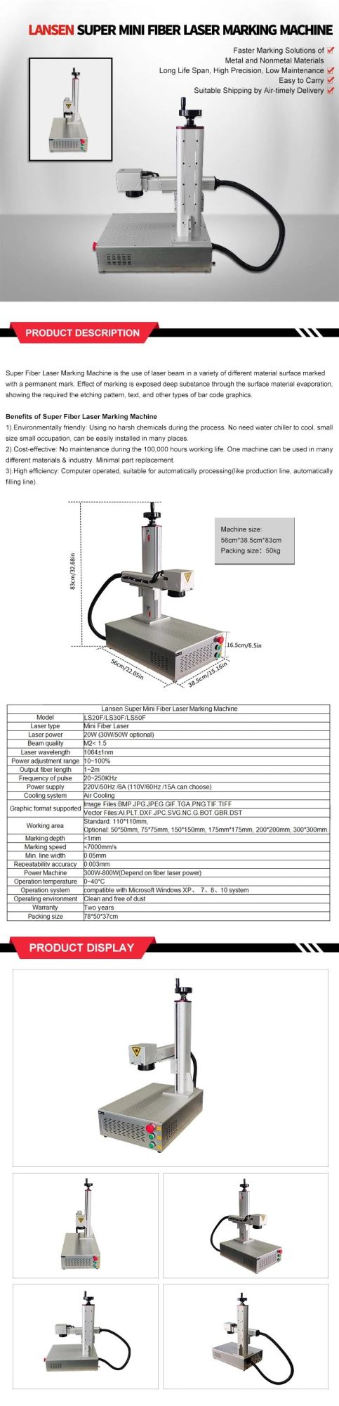 30W 50W 20W Fiber Jwery Gold Sliver Laser Marking Machine