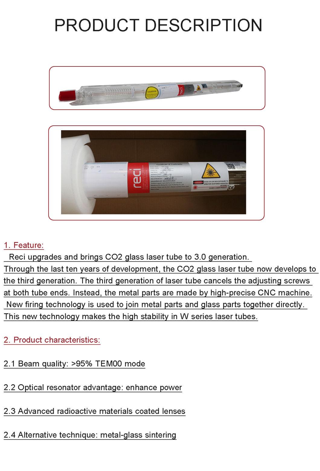 Reci W Series CO2 Laser Tube for CO2 Laser Engraving Cutting Machine