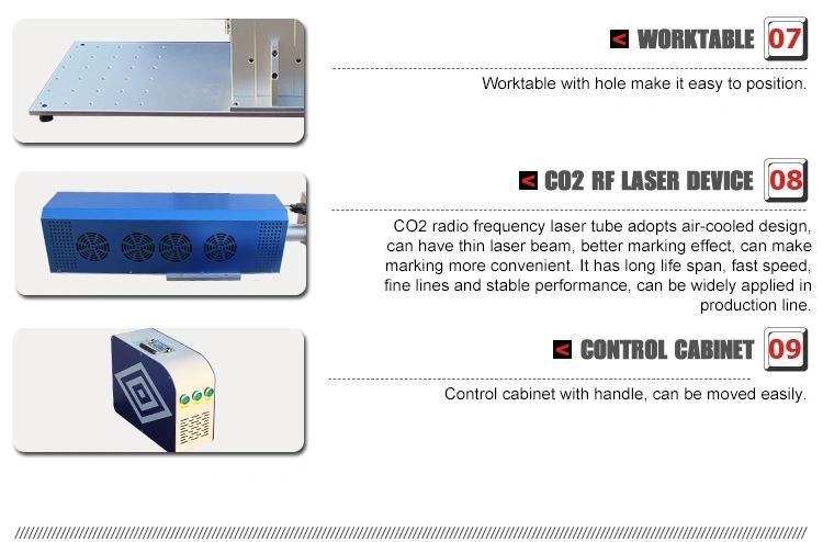 Mini CO2 RF Davi 30W Feather Wood Laser Marking Machine for Nonmetal Materials