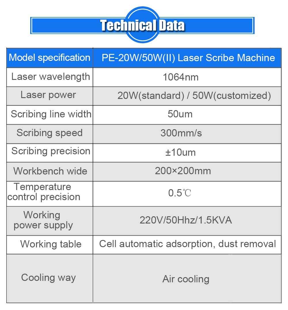 PE-50Wii 50W Solar Cell Polycrystalline Silicon Fiber Laser Scribing Cutting Machine