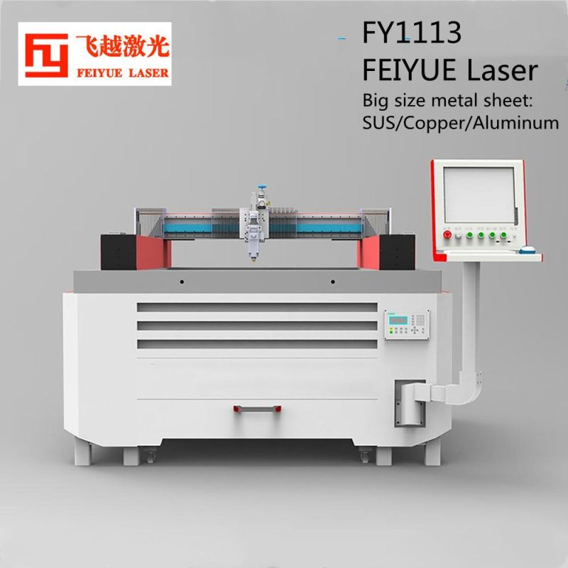 Fy1113 Jewelry Industry Feiyue Laser 1000/2000 Watts Stainless Steel Aluminum Copper Sheet Blanking Shearing Machines Ss CNC Metal Fiber Laser Cutting Machine