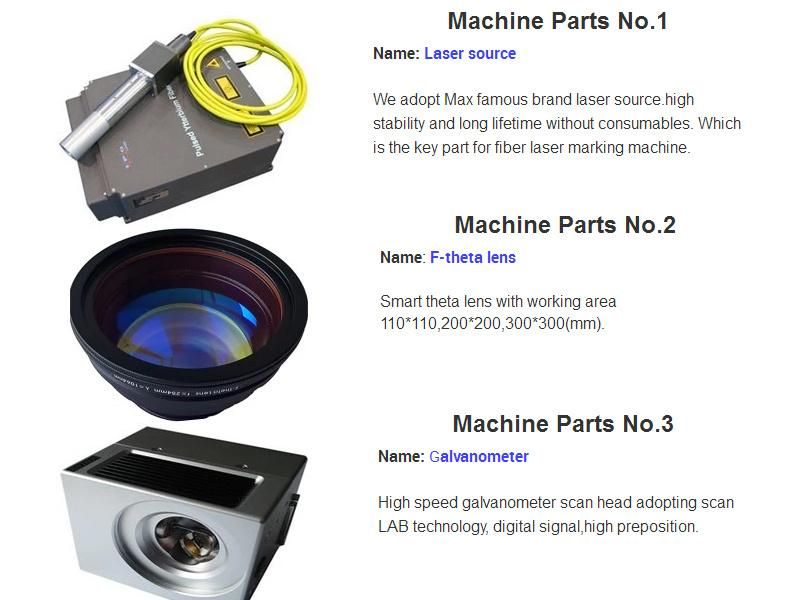 High Speed Leather Plastic 20W Metal Fiber Laser Marking Machine