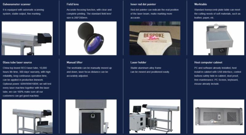 Hot CO2 Laser Marking Machine for Nonmetal Logo Printing 80W