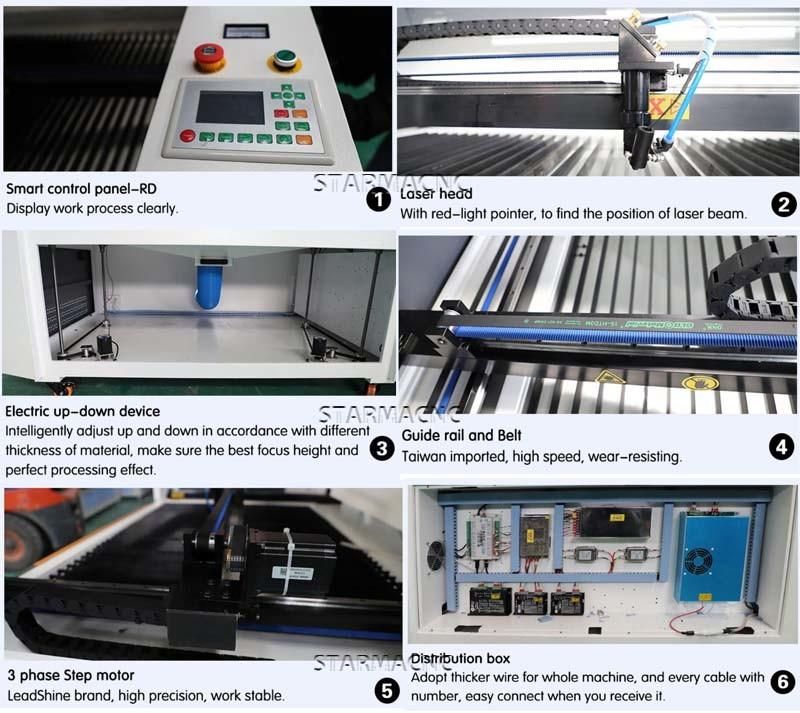 Reci Laser Tube and Auto Adjust Focus System CO2 Laser Cutting Machine for Metal