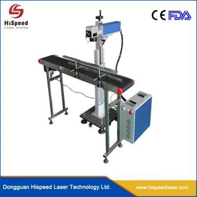 Chinese Factory Fiber Laser Printer Online Fast Flying Marking Machine with Conveyor Belt for Boxes Mass Production