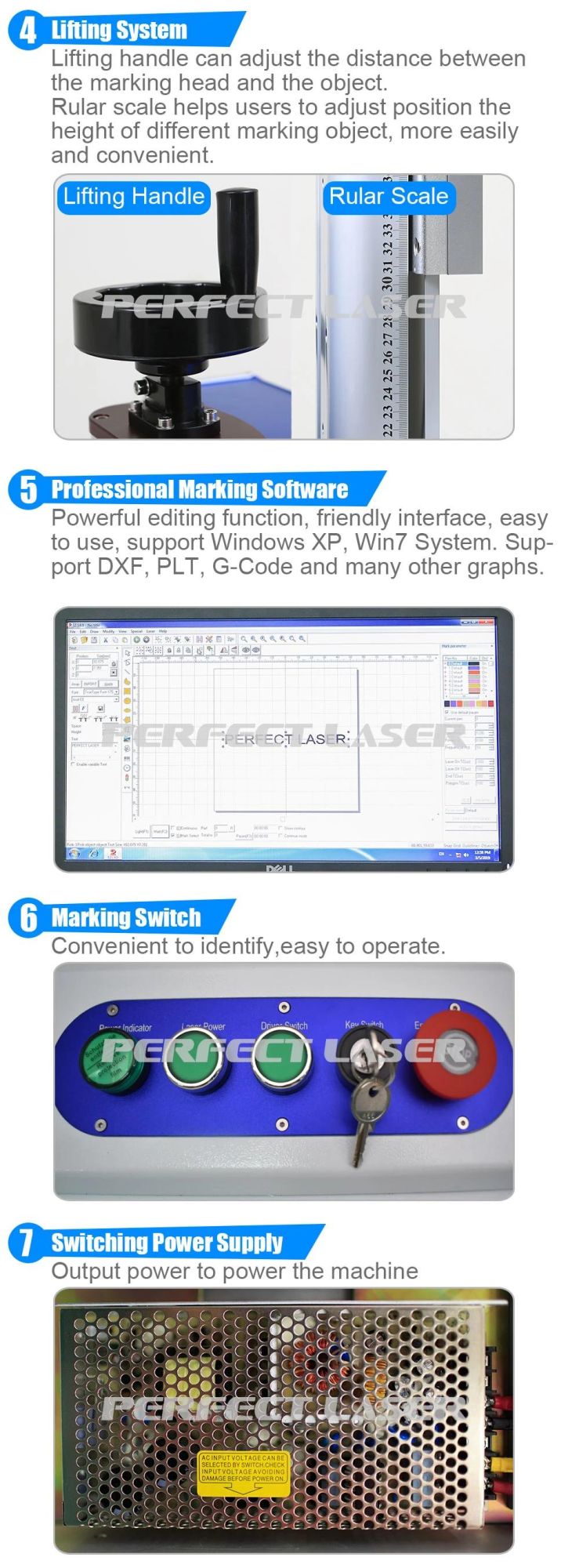 Metal Laser Date Number Printing Marking Machine with LED Light