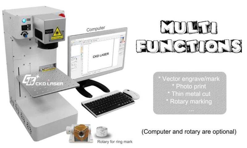 Fiber Laser Marking Engraving Machine for Round Cylinders Depth Engrave with Big Work Table