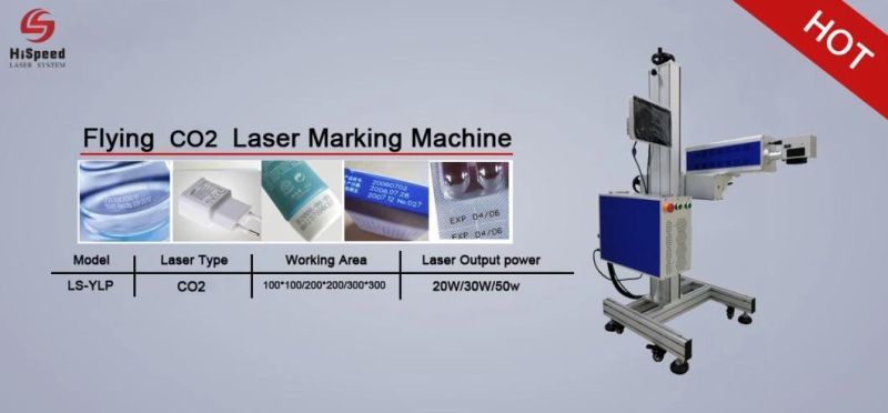 20W 30W 50W Hispeed PVC PP Pet PS Printing Flying Type CO2 Laser Marking Machine for Plastic Bottles Online Production