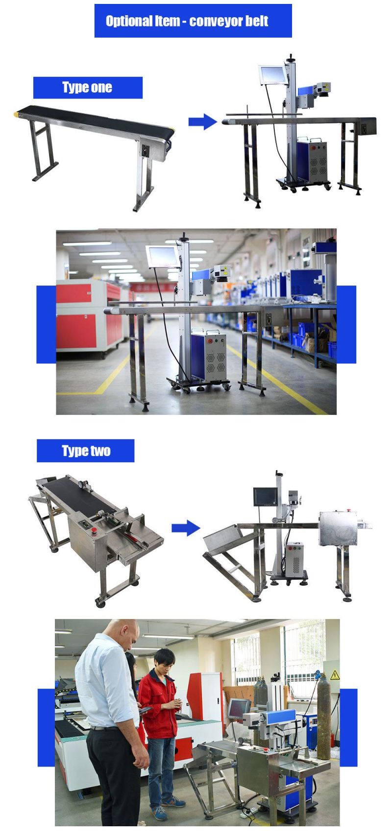 Online Fly Fiber Laser Engraving Machine for Metal with LCD Touch Screen