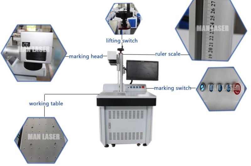 20W/ 30W/50W Raycus Fiber Laser Marker Machine for Making Machine Nameplate