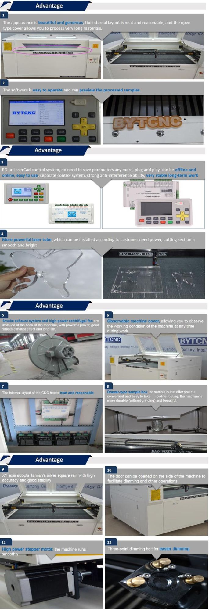 Bytcnc Hot Sale Double Table with Lifting CO2 CNC Laser Machine for Acrylic, MDF Laser Cutter with CE FDA SGS Certification Engraving Machine Cutter