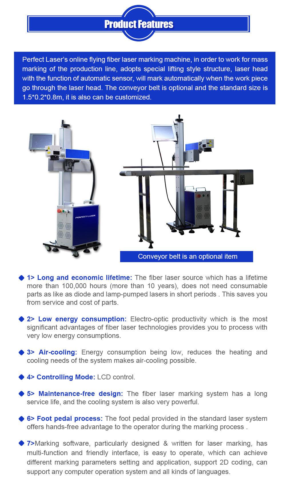Online Fly Fiber Laser Engraving Machine for Metal with LCD Touch Screen