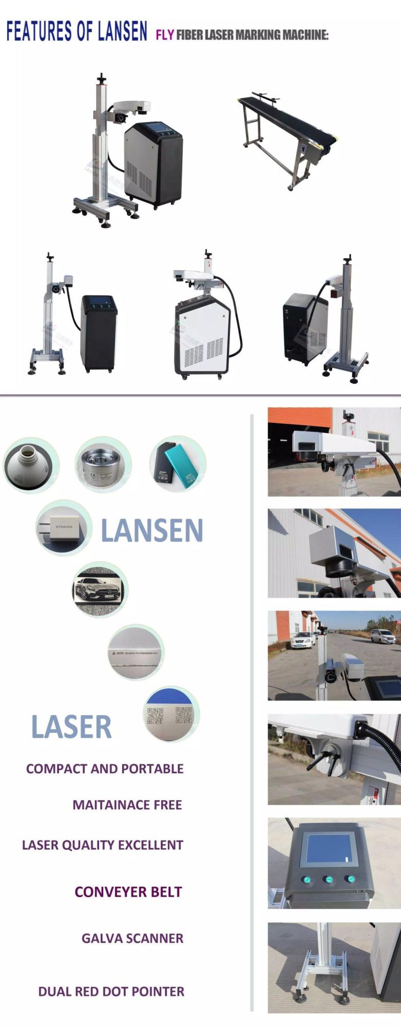 30W Flying Production Line Laser Marking Machine with Conveyor Belt