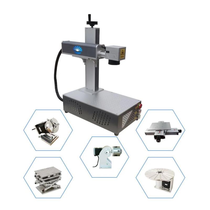 30W 50W 100W Portable Desktop Fiber Laser Marking Machine From China