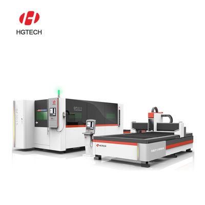 2022 Hgtech 1000W 2000W Raycus Ipg Max Fiber Laser Cutting Machine 3000 X 1500 X 8mm/Exchange Platform Laser Cutting Machine Fib