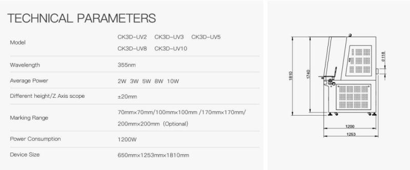 3D UV Laser Marking Machine for Plastic / Glass