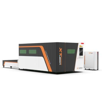 Raycus/Ipg Fiber Metal Laser Cutting Machine with Rotary Axis Cutter Laser Full Enclose and Exchange Double Table