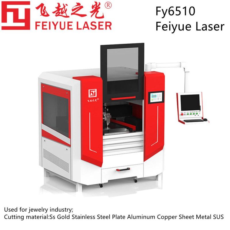 Fy6510 Feiyue Jewelry Industry Fiber Laser Cutting Machine Equipment Ss Gold Stainless Steel Plate Aluminum Copper Sheet Metal High Precision CNC Laser Cutter