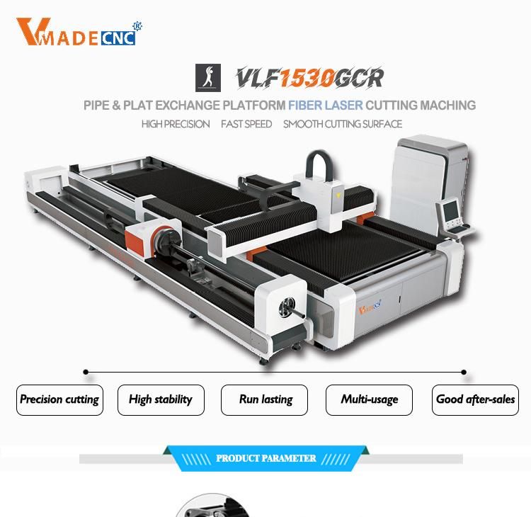 Metal Tube and Plate Fiber Laser Cutting Machine with Rotary Device