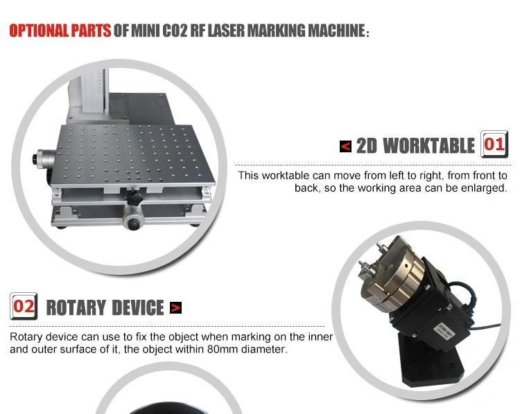 Mini CO2 RF Davi 30W Feather Wood Laser Marking Machine for Nonmetal Materials