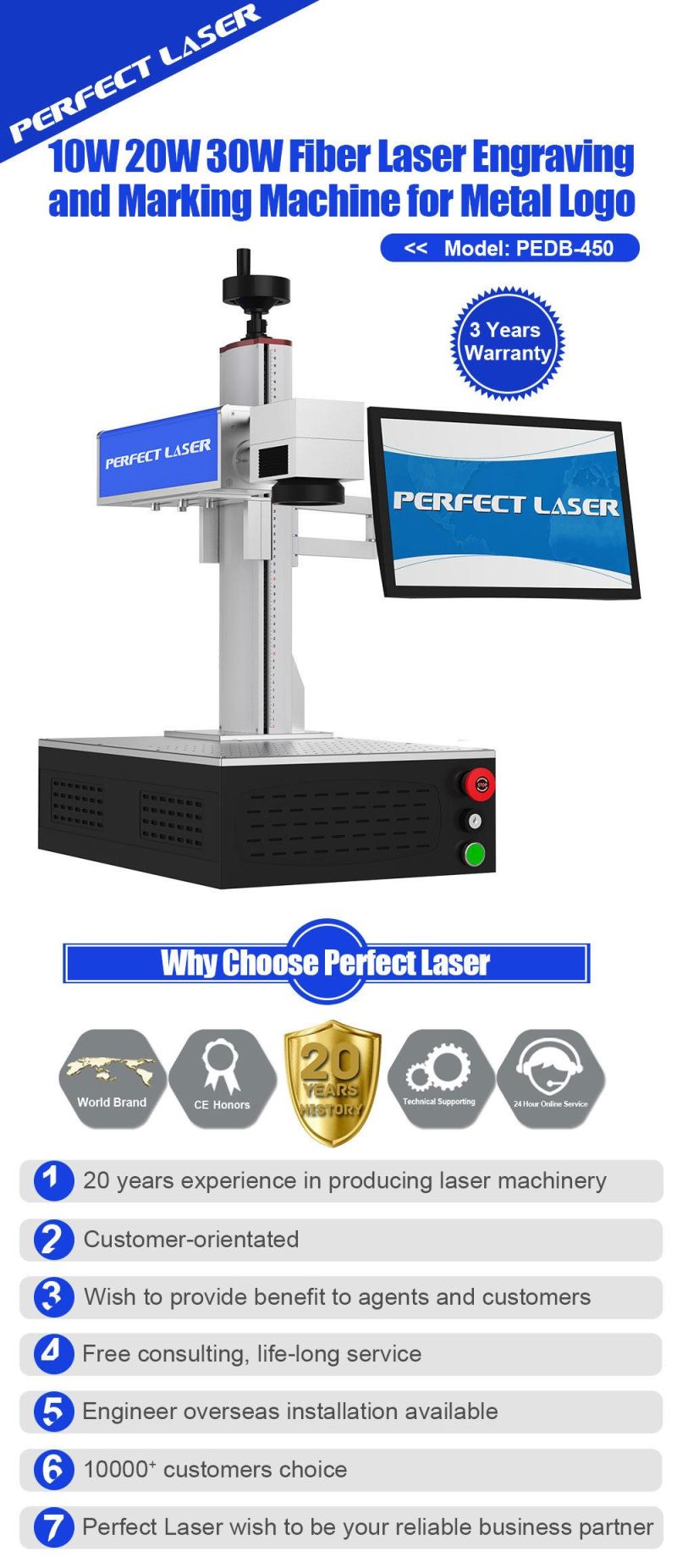 20W 30W 50W Optical Fiber Metal Logo Laser Marking Machine